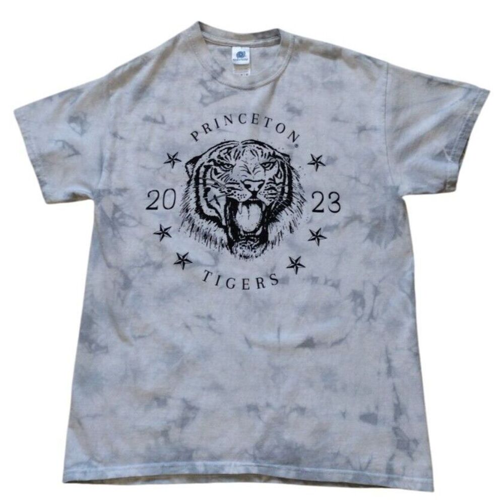 Colortone T-Shirt Men Medium Gray Tie Dye‎ Short Sleeve "Princeton Tigers"